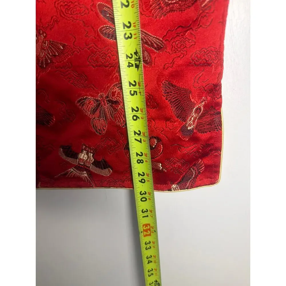 Tonglehui Girls Red Satin Jacquard Chinese Top - Traditional  Size 140 (US 8/10)